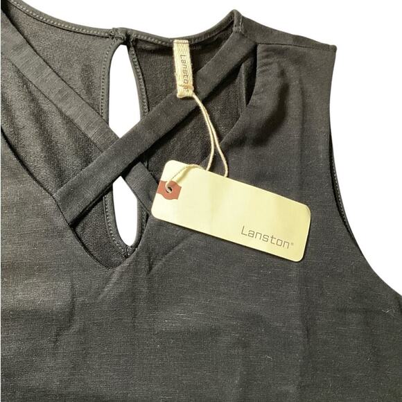 Lanston Size Large Black Dress Deep V-Neck Small Open Back Casual Over Sized NWT - Picture 7 of 9